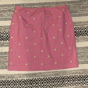 Talbots VTG Pink Gingham Pencil Skirt with embroidered limes